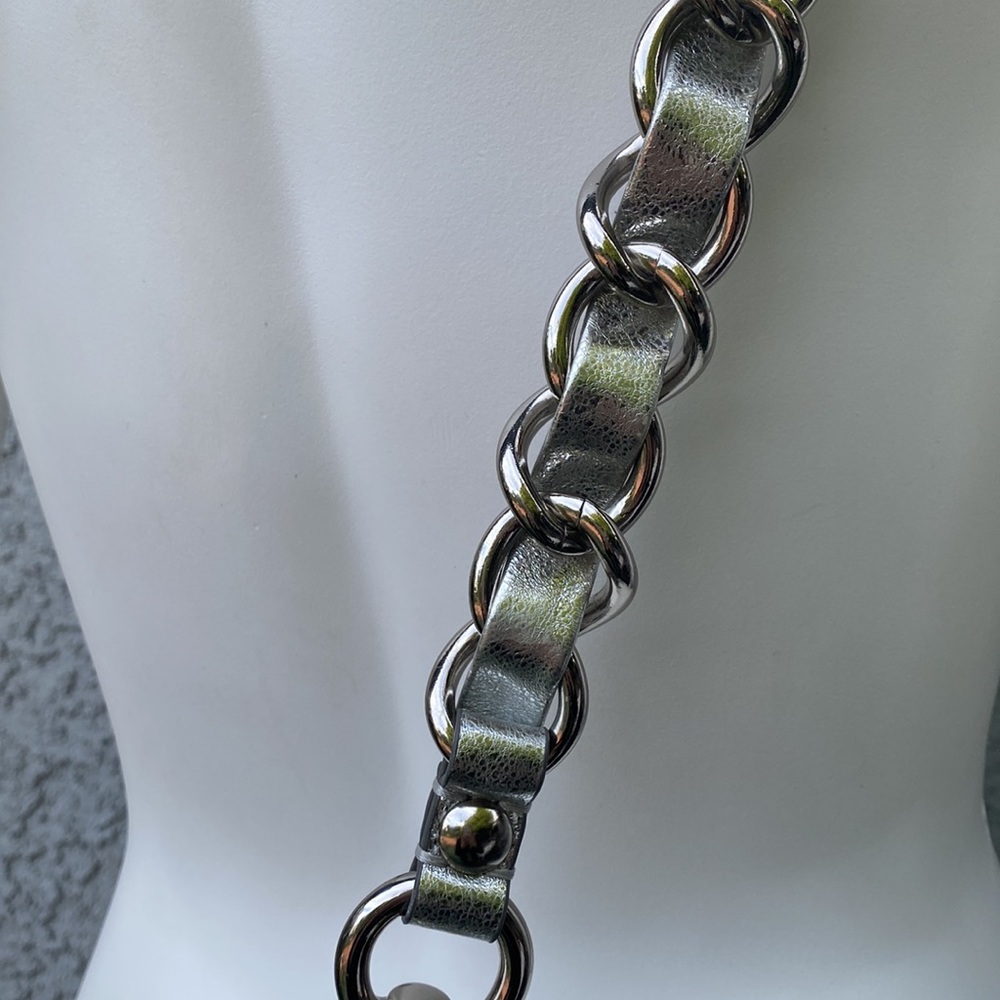 Vintage Y2K RARE Silver Metallic Coach Poppy Signature Shoulder Bag Purse XL - Picture 11 of 16